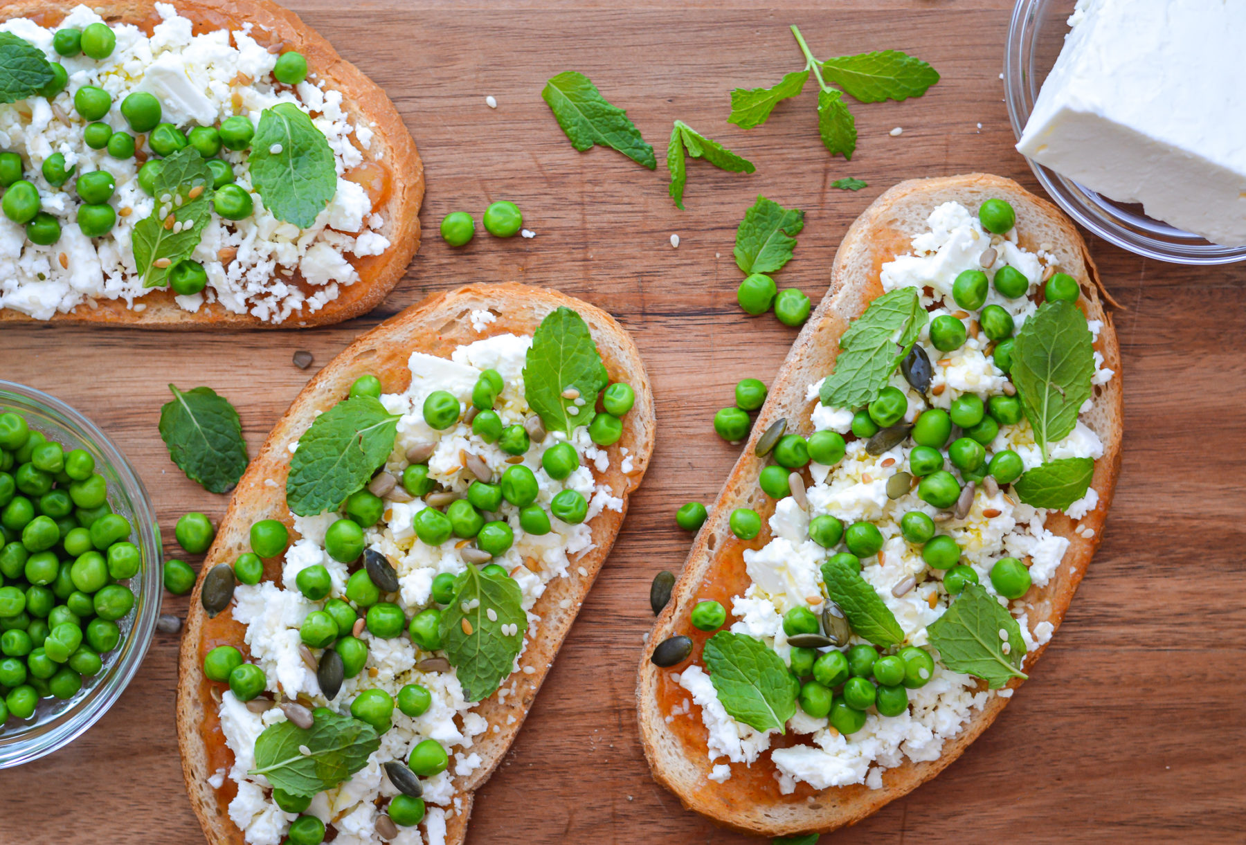 Feta cheese smashed peas and mango chutney toast Daddy's Nom