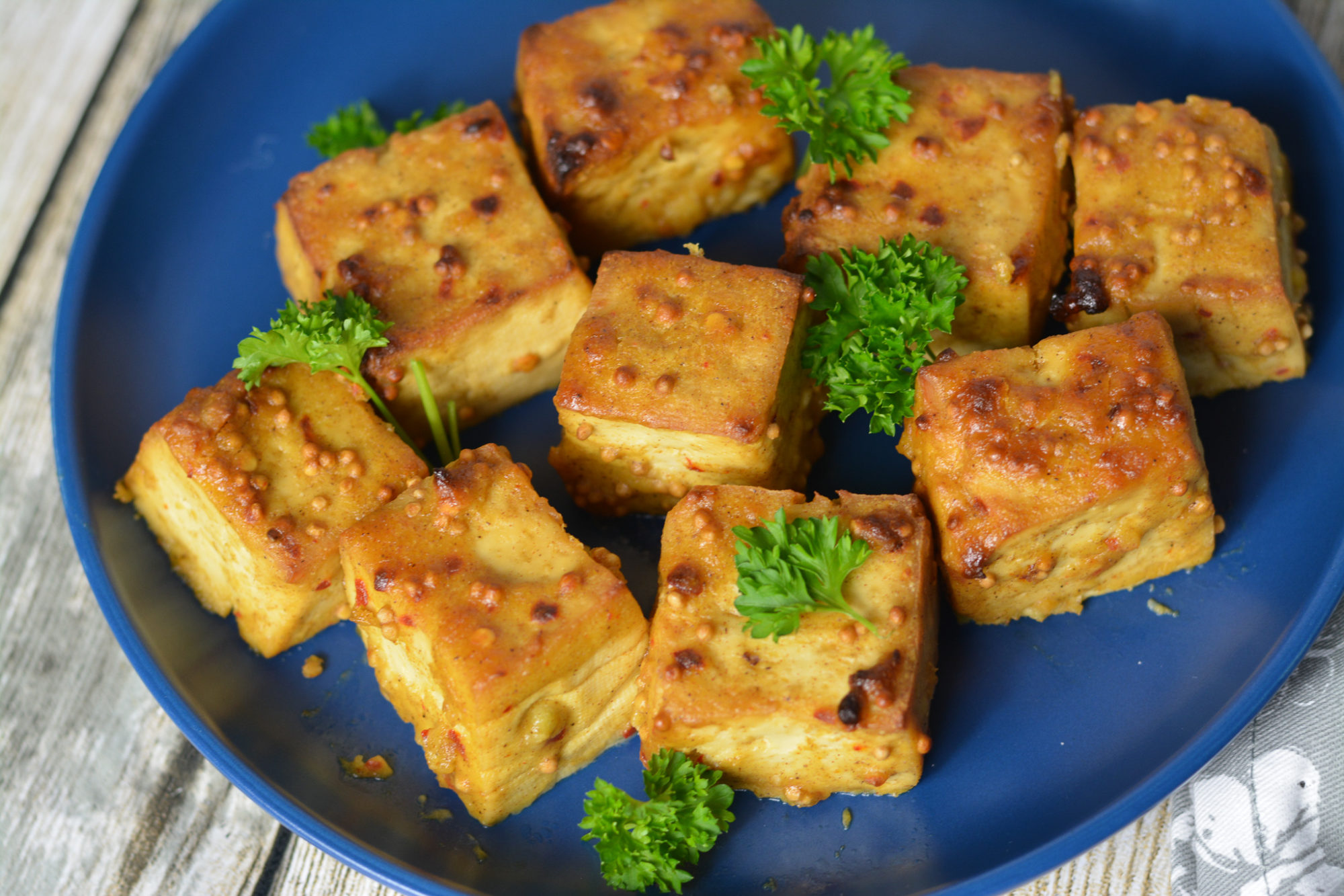 Tangy and succulent roasted honey mustard tofu Daddy's Nom